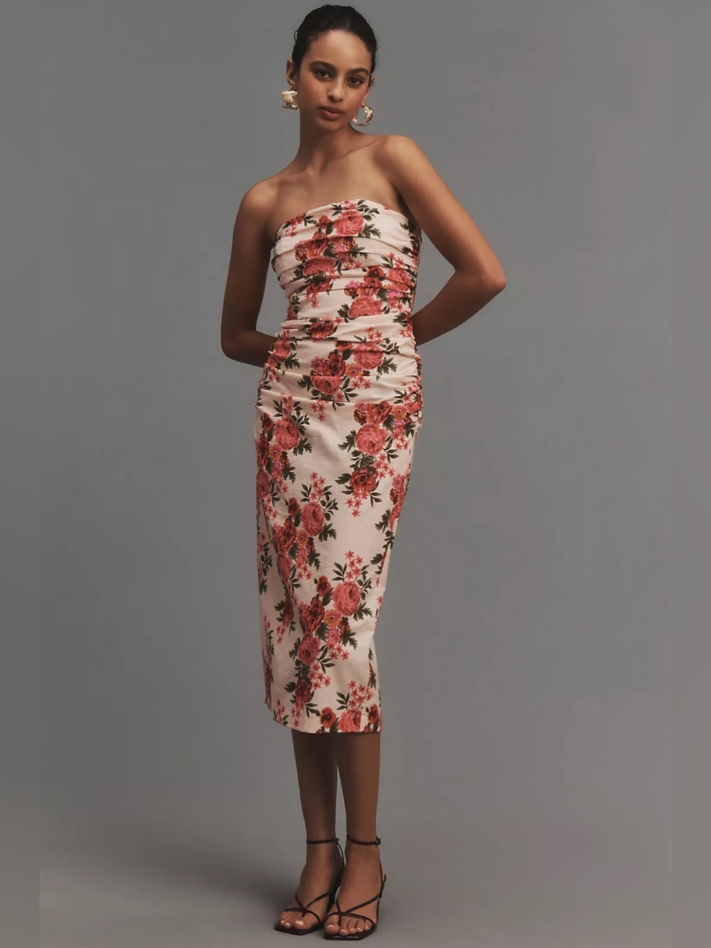 Anthropologie By Anthropologie Strapless Ruched Slim Dress